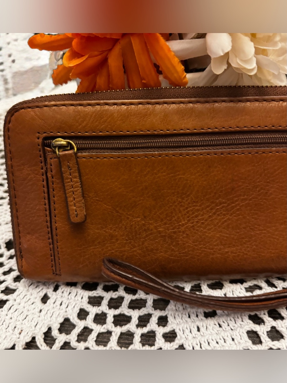 Fossil Julia Leather RFID Zip Around Clutch Wristlet Wallet Brown SWL1556 - Picture 7 of 15